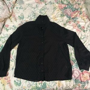 H&M Divided Sheer Blouse Long Sleeve Top with Polkadots - Size XS